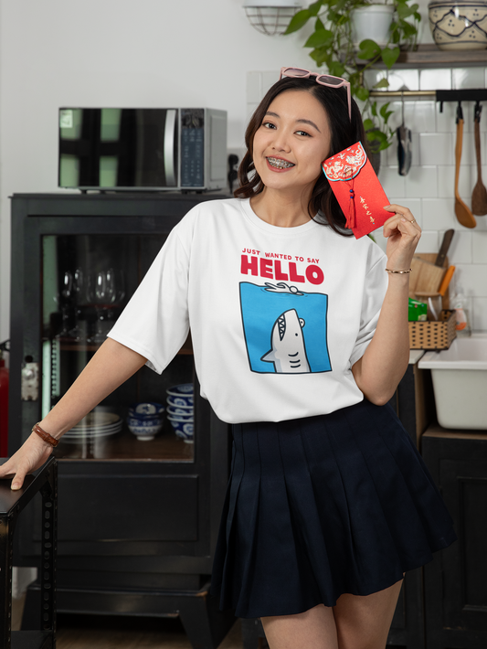 HELLO SHARK Oversized T-Shirt for Women | Pixalflux