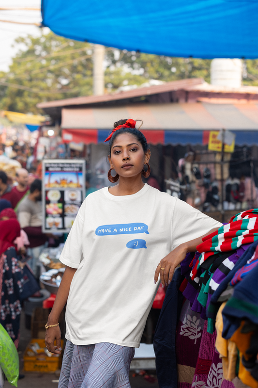 Have a Nice Day Minimal Text Oversized T-Shirt for Women