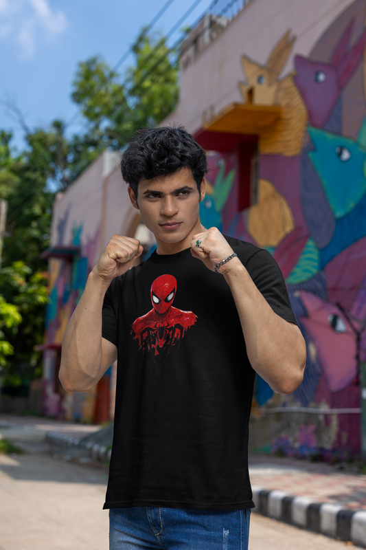 Spiderman Web Graphic Regular Fit T-Shirt for Men