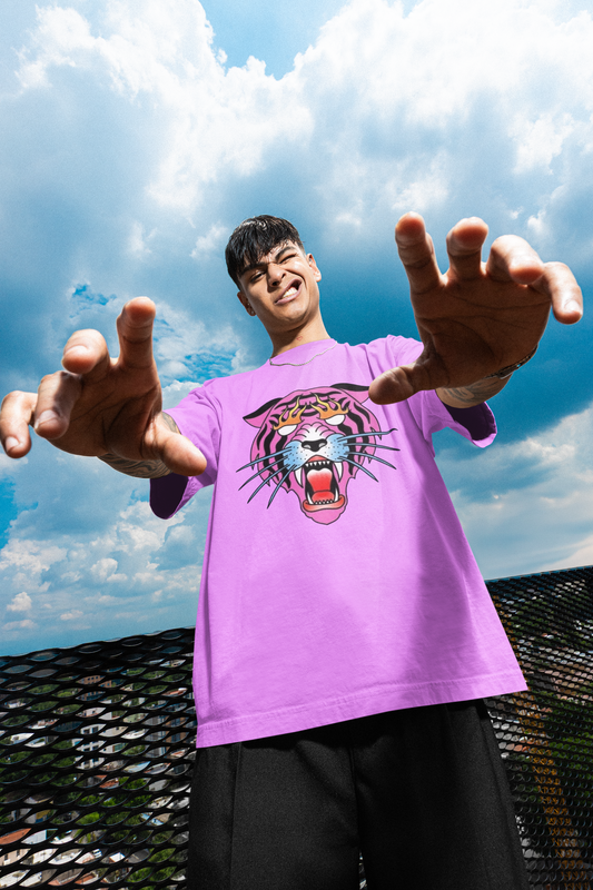 Pink Tiger Oversized T-Shirt for Men | Bold Streetwear Graphic Tee