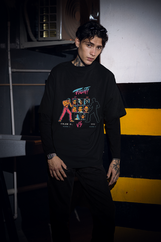Retro Fight Game Oversized T-Shirt for Men