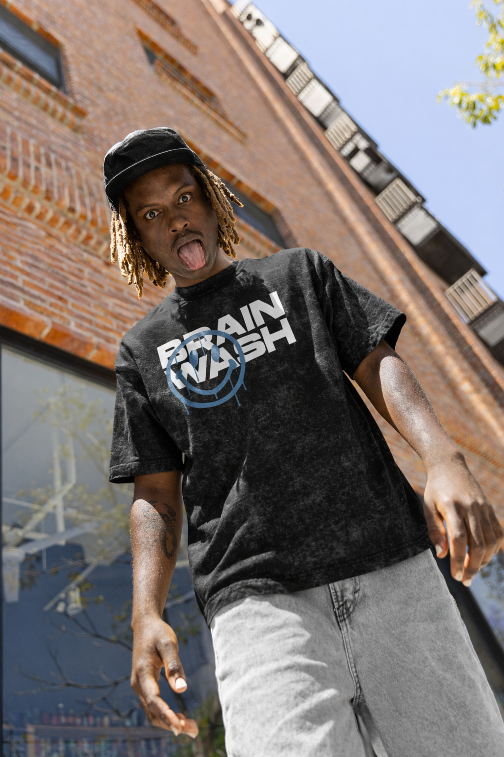 acid wash t-shirt men, oversized t-shirt men, brain wash tee, black acid wash t-shirt, streetwear men, 240 gsm cotton tee, graphic oversized t-shirt, pixalflux