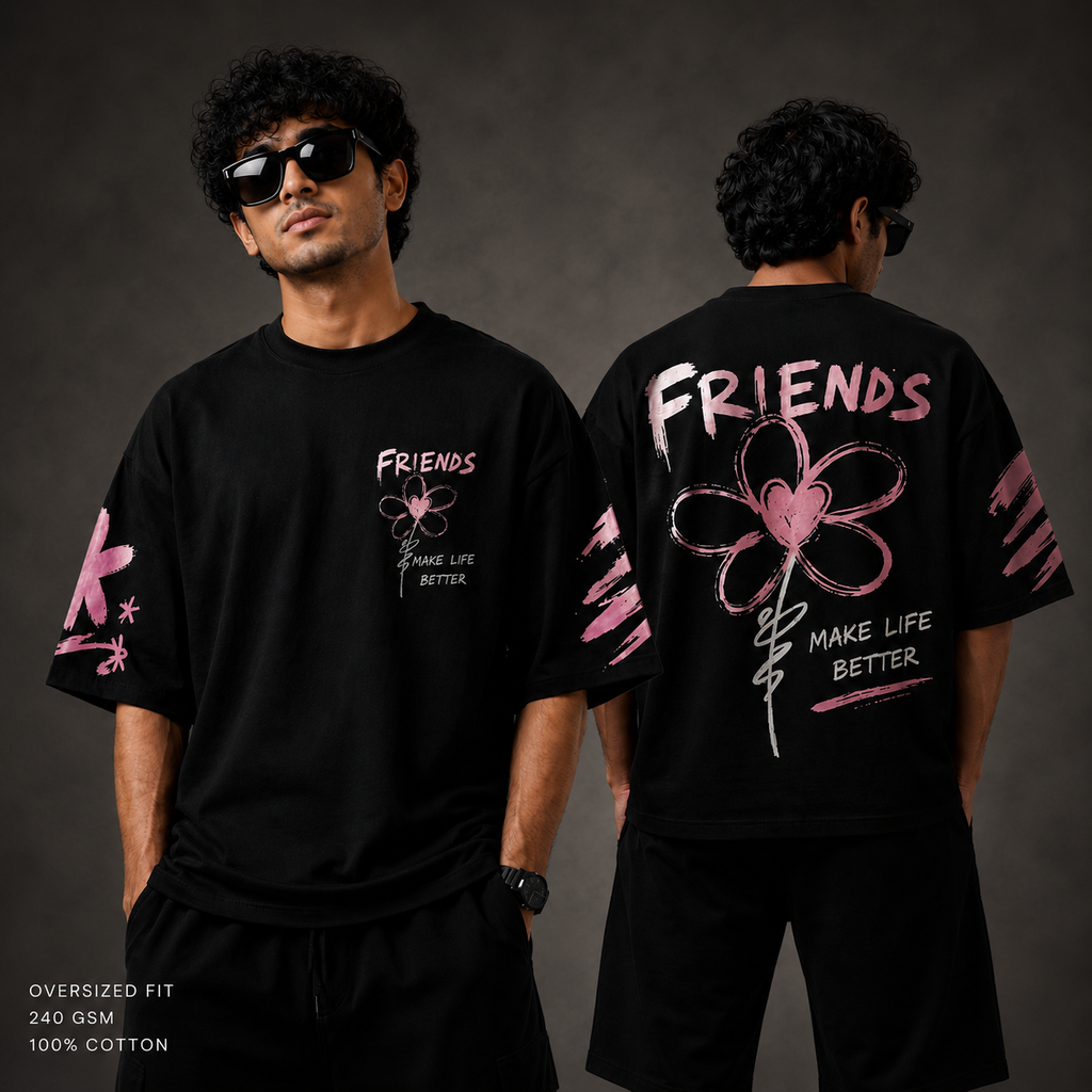 Friends Make Life Better Oversized T-Shirt for Men