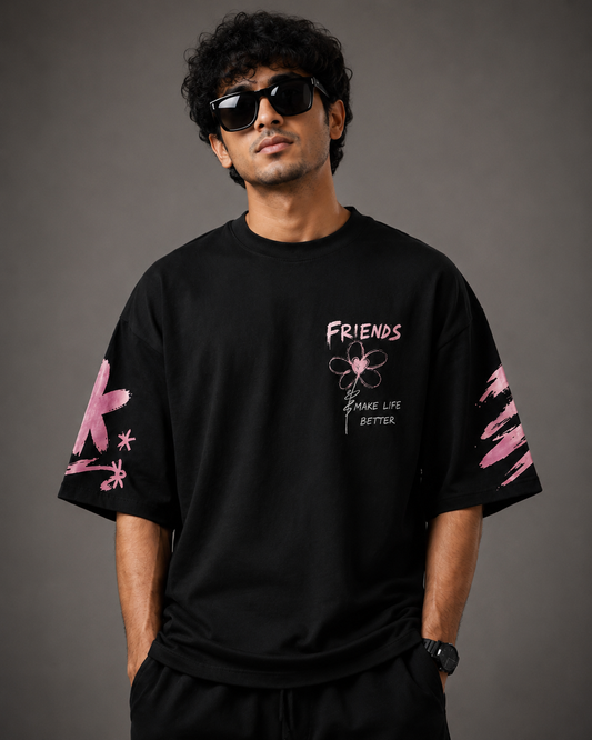 Friends Make Life Better Oversized T-Shirt for Men