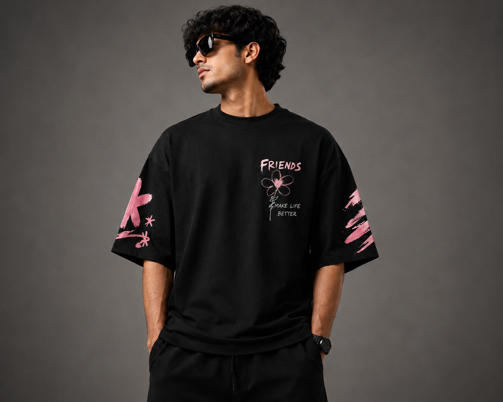 Friends Make Life Better Oversized T-Shirt for Men
