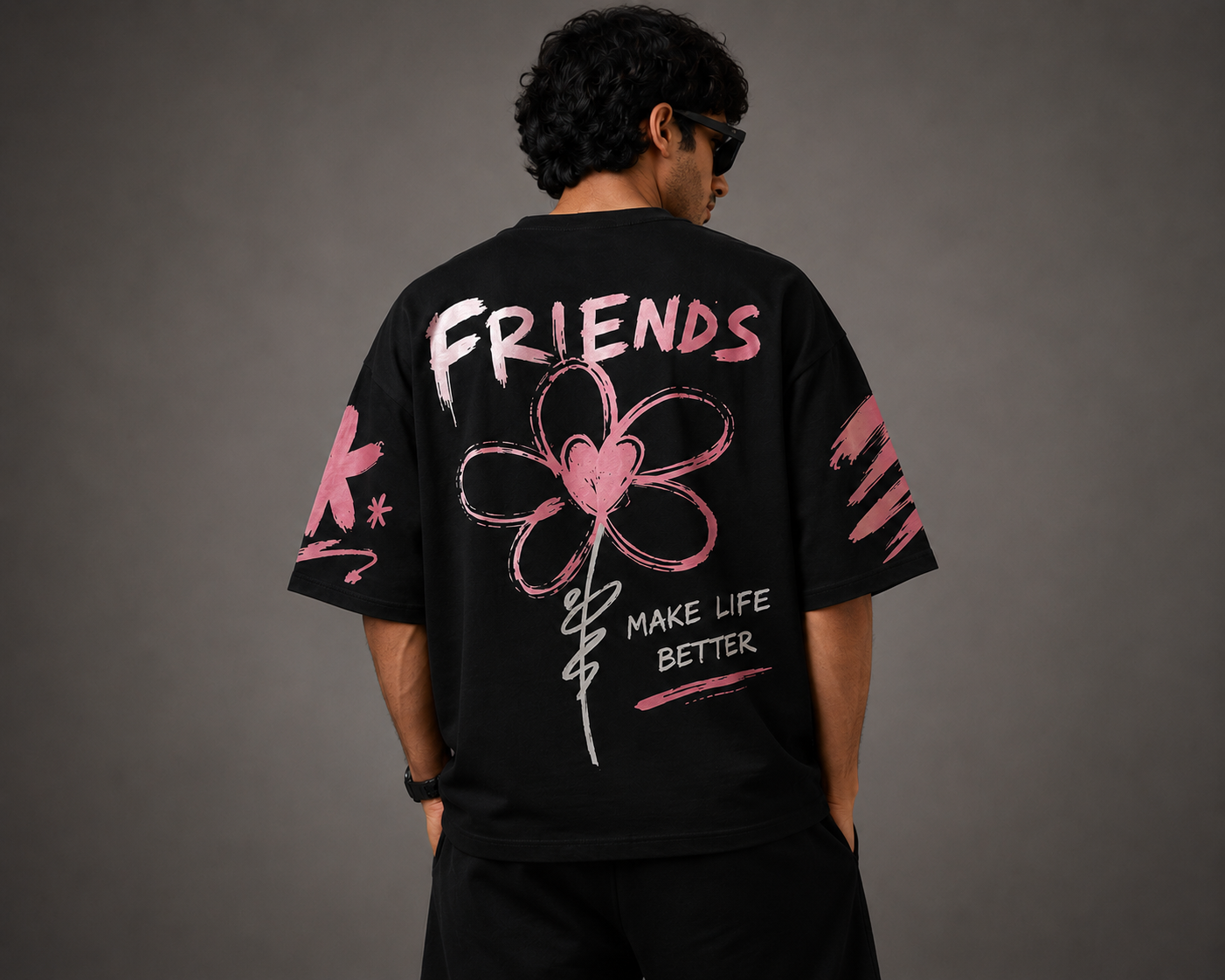 Friends Make Life Better Oversized T-Shirt for Men – Pixalflux