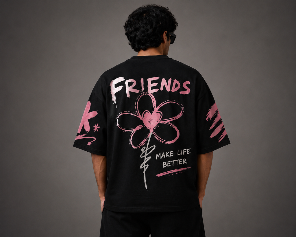 Friends Make Life Better Oversized T-Shirt for Men
