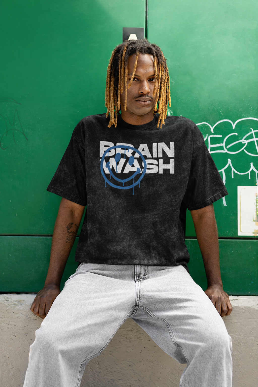 acid wash t-shirt men, oversized t-shirt men, brain wash tee, black acid wash t-shirt, streetwear men, 240 gsm cotton tee, graphic oversized t-shirt, pixalflux