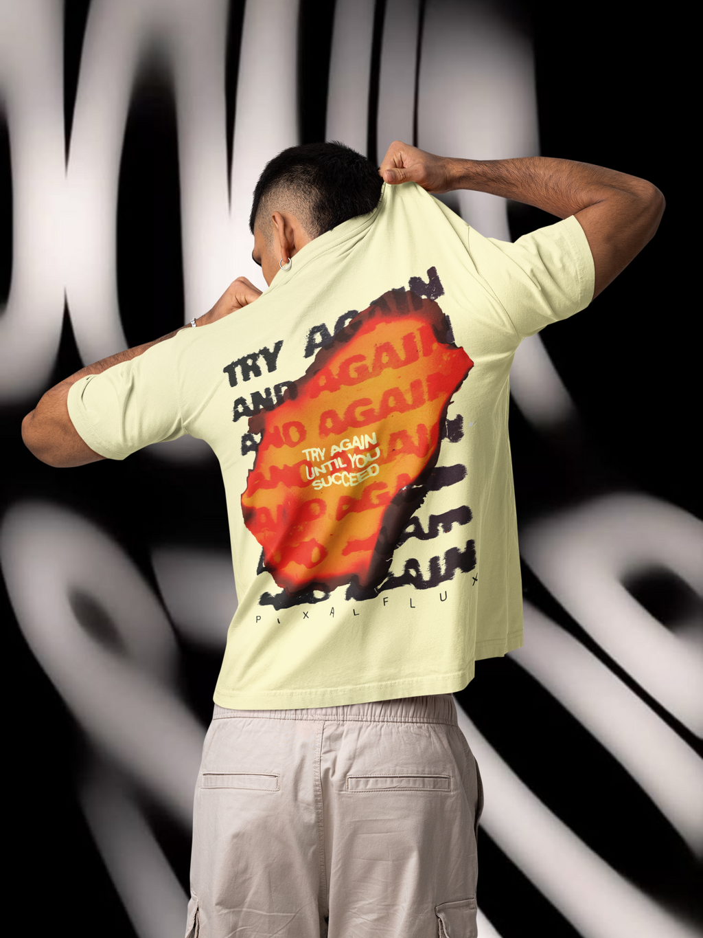 Try Again Oversized T-Shirt for Men | Pixalflux
