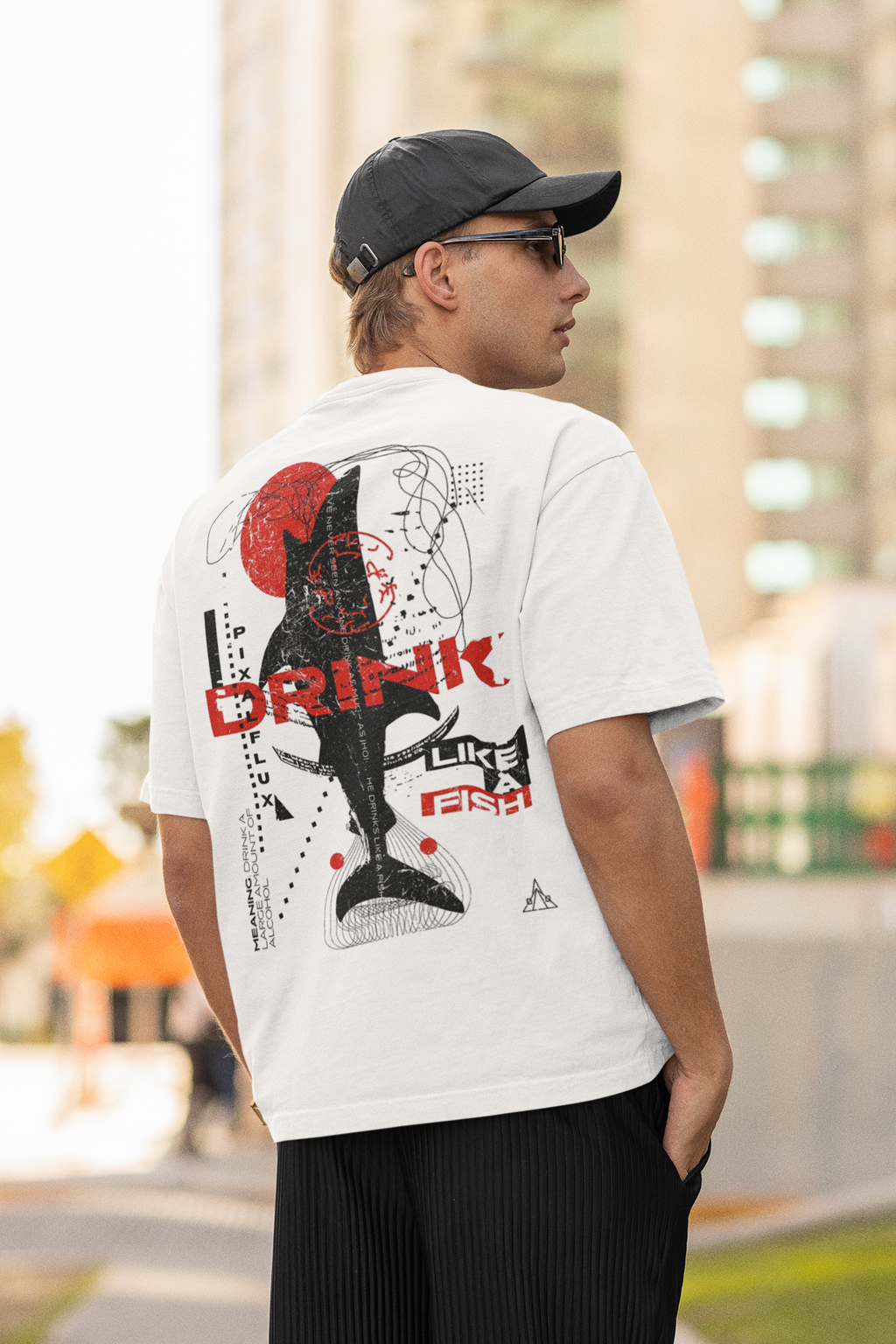 Drink Like a Fish Oversized T-Shirt for Men | Pixalflux