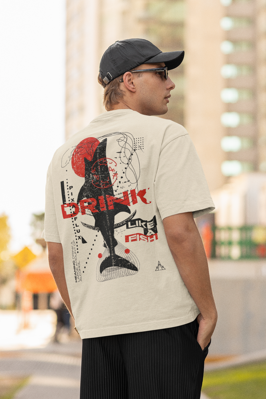 Drink Like a Fish Oversized T-Shirt for Men | Pixalflux