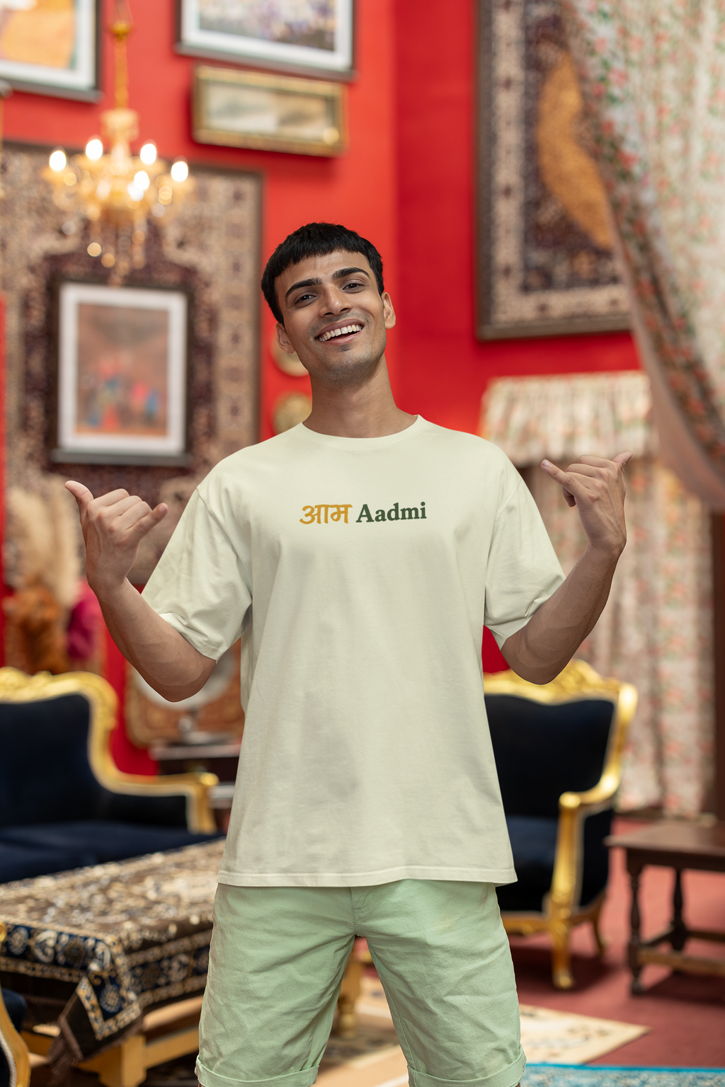 AAM AADMI | Summer Nostalgia  Oversized T-Shirt for Men | Pixalflux