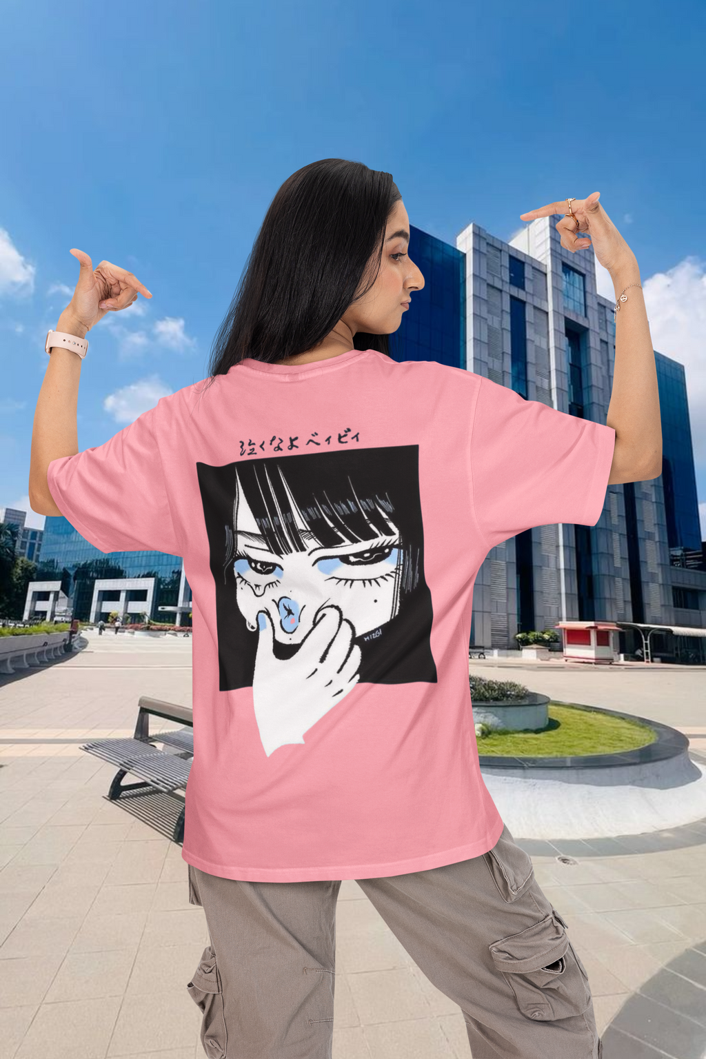 Cartoon Girl Oversized T-Shirt for Women