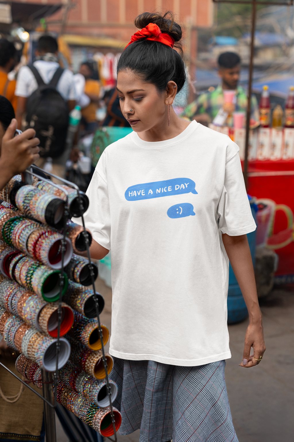 Have a Nice Day Minimal Text Oversized T-Shirt for Women