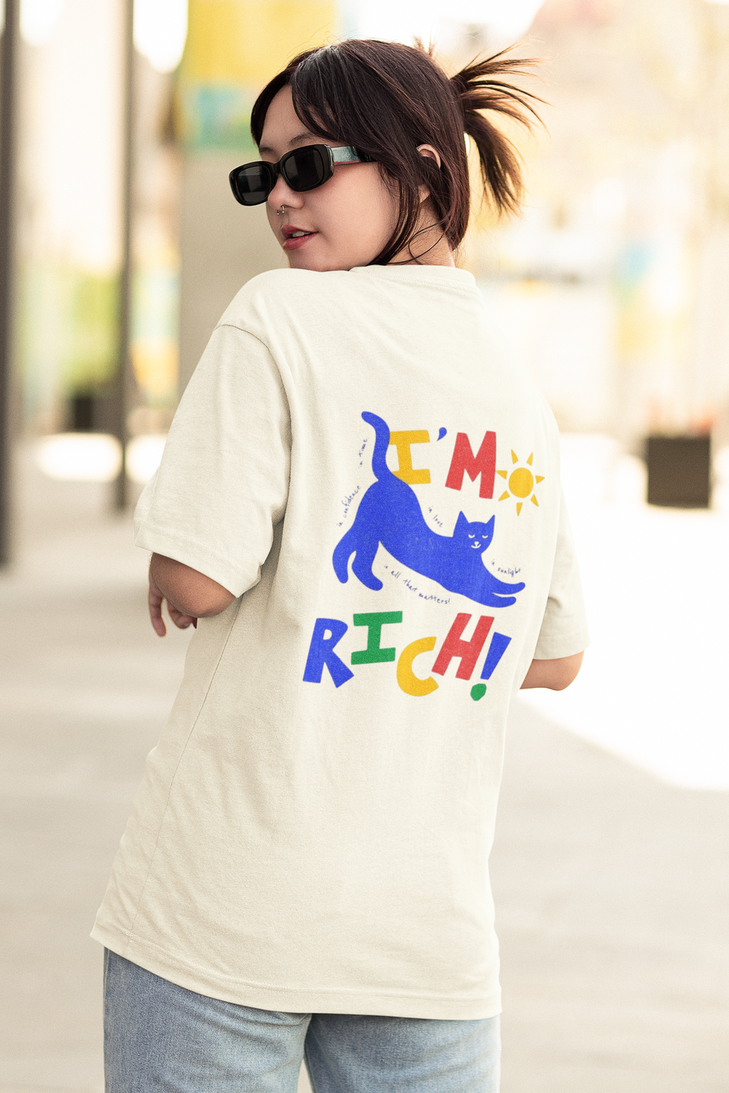 Playful Cat Oversized T-Shirt for Women