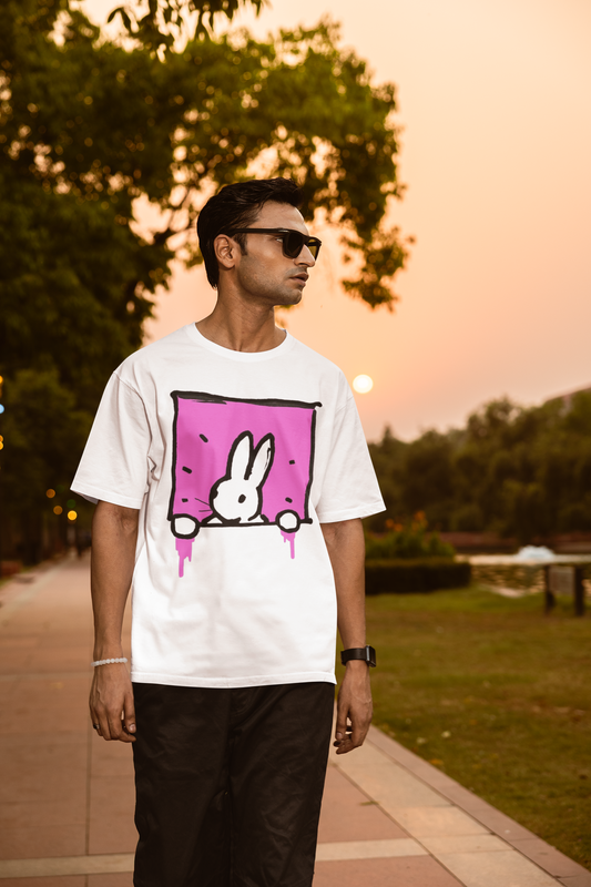 Rabbit Dual Tone Oversized T-Shirt for Men