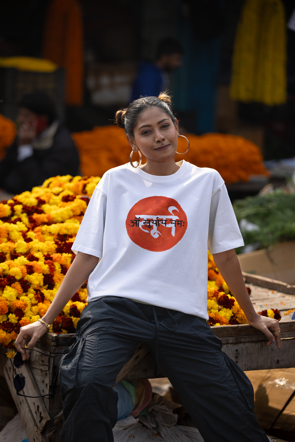 Om Suryaya Namah Spiritual Oversized T-Shirt for Women