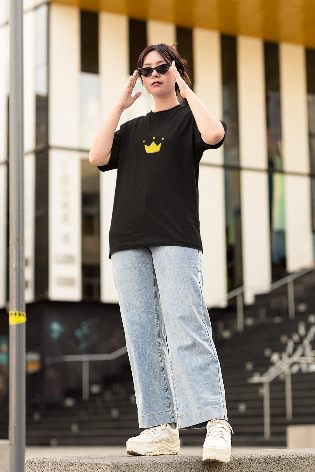 Burnt Polaroid Anime Girl Oversized T-Shirt for Women