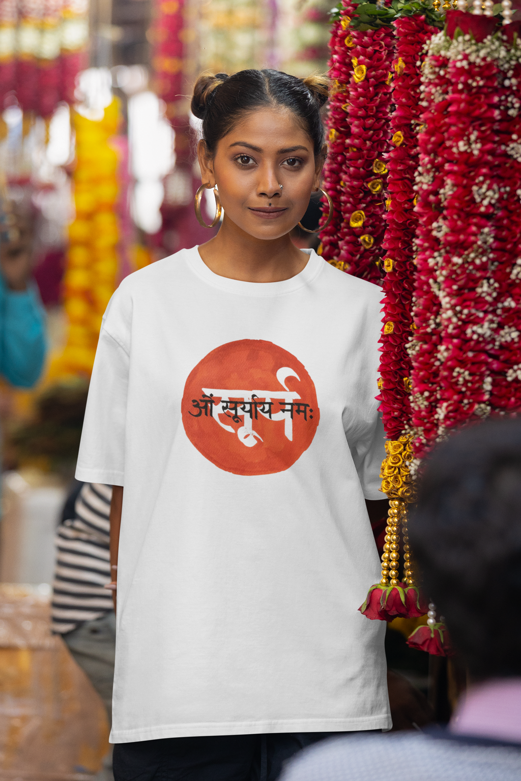 Om Suryaya Namah Spiritual Oversized T-Shirt for Women