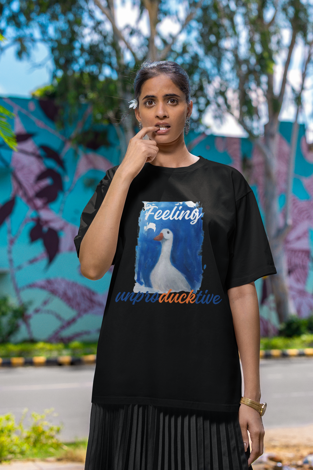Feeling Unproductive Graphic Oversize T-Shirt for Women