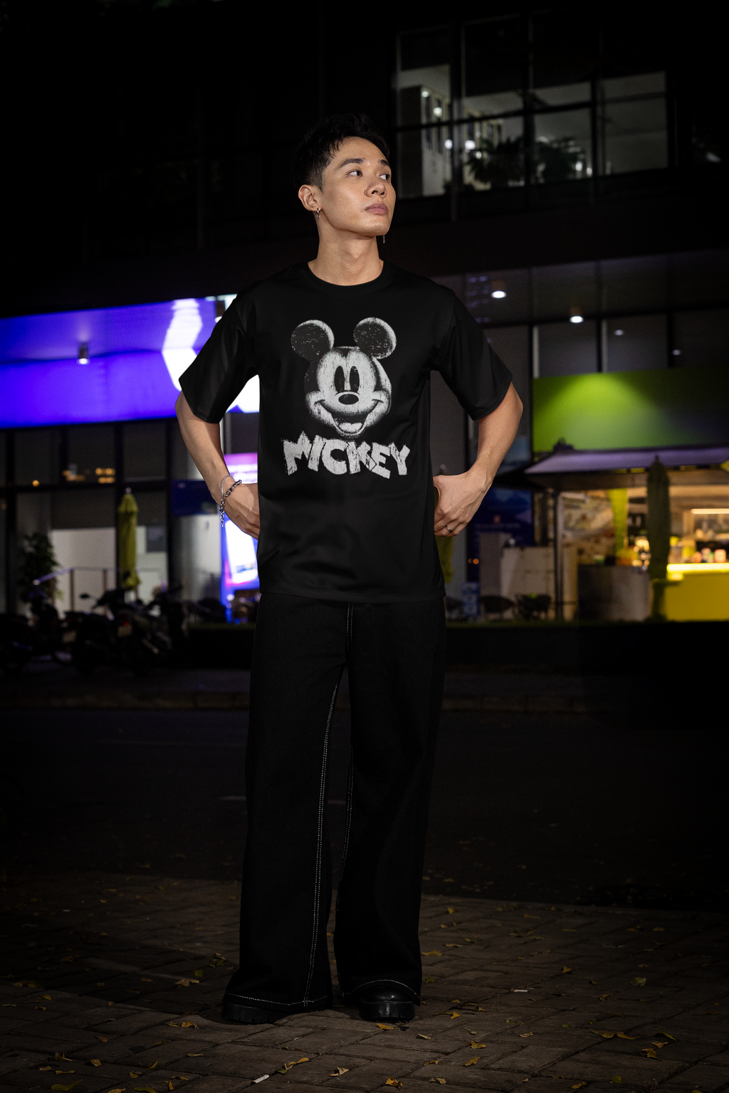 Mickey Mouse Back Print Oversized T-Shirt