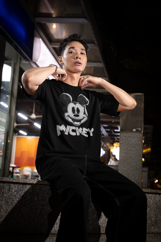 Mickey Mouse Back Print Oversized T-Shirt