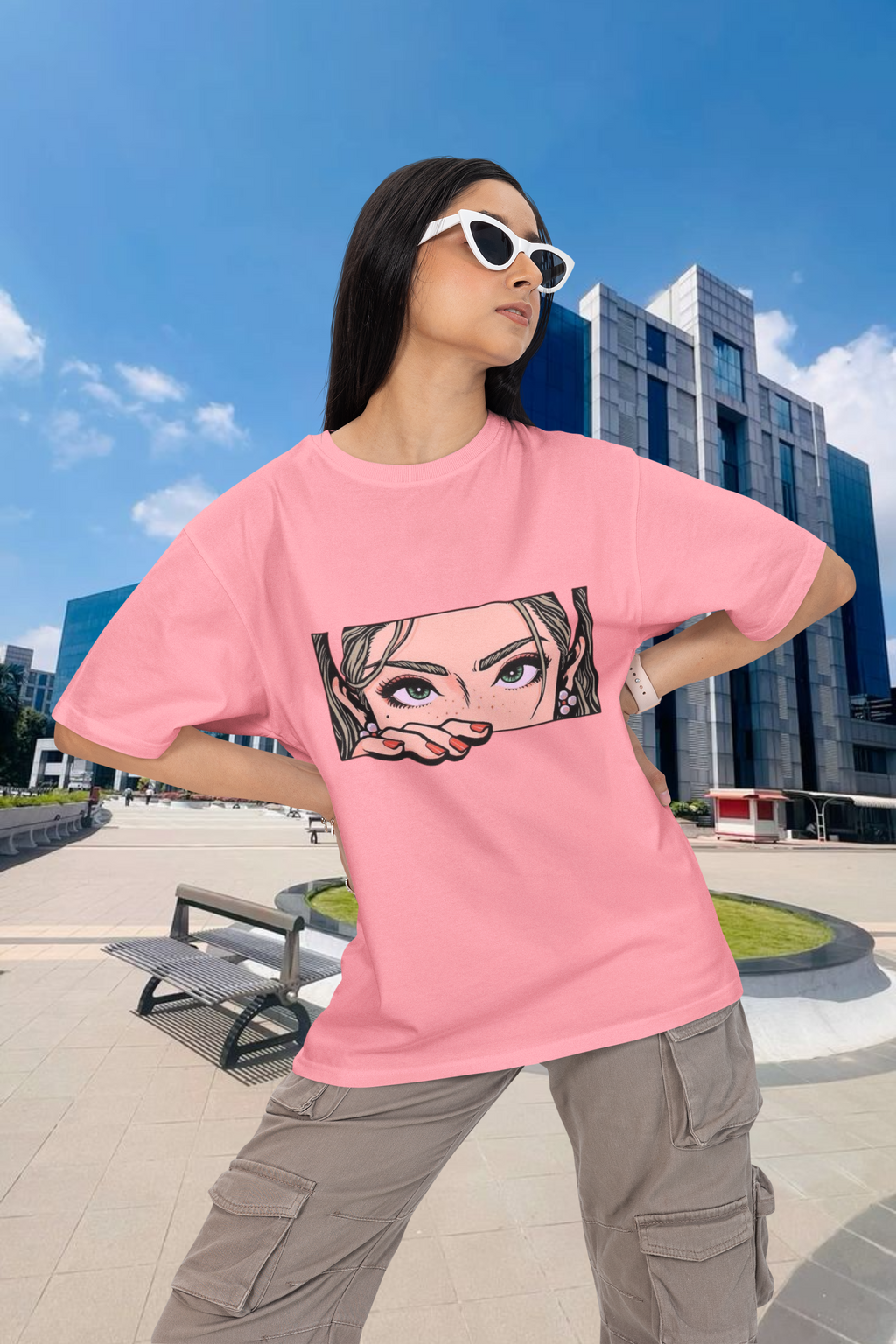 Cartoon Girl Oversized T-Shirt for Women