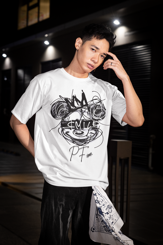 Mickey Mouse Scribble Art Oversized T-Shirt for Men