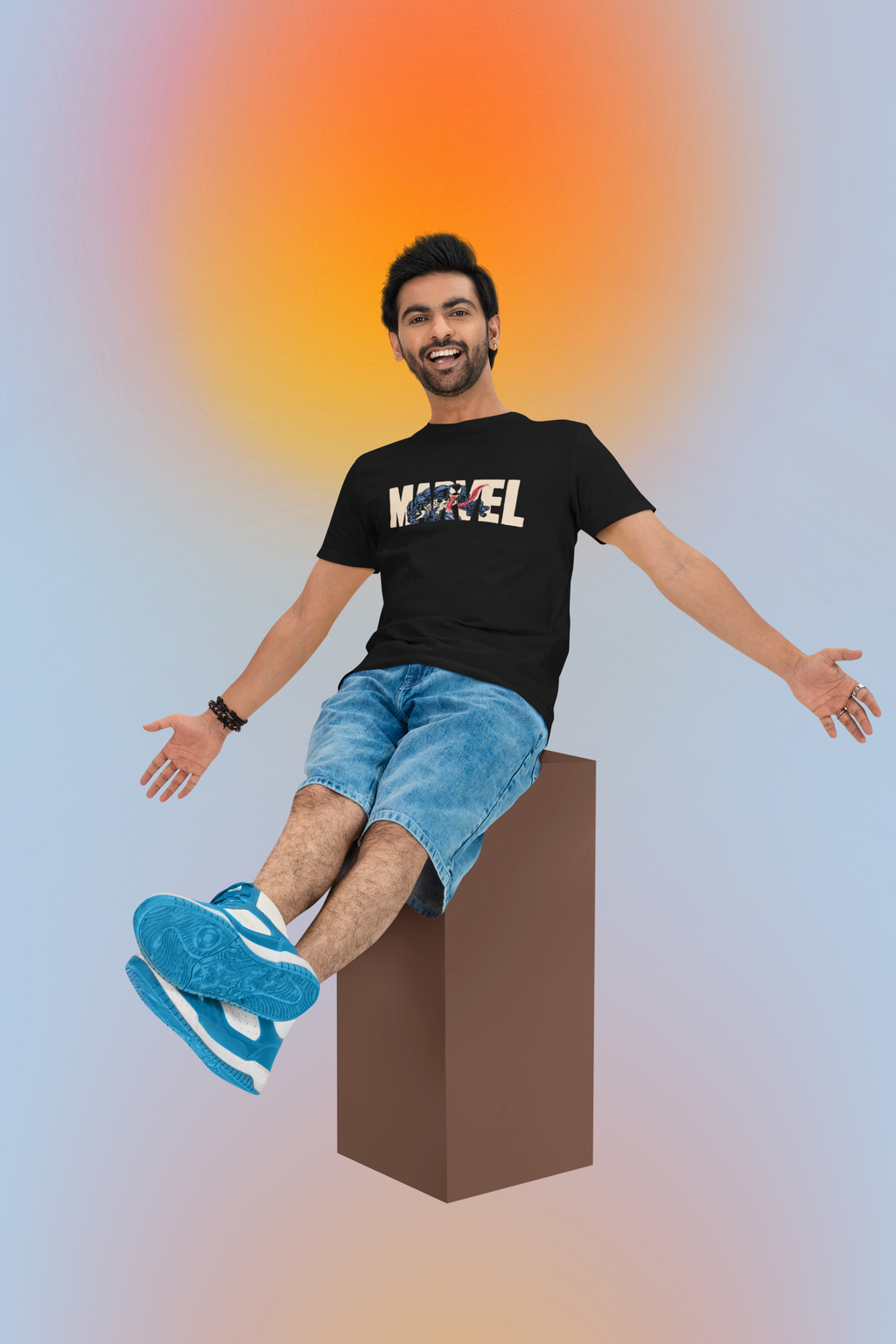 Marvel Character Typography Oversized T-Shirt for Men