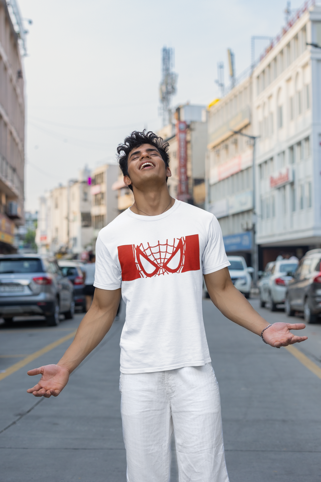 Spiderman Eyes Graphic Regular Fit T-Shirt for Men