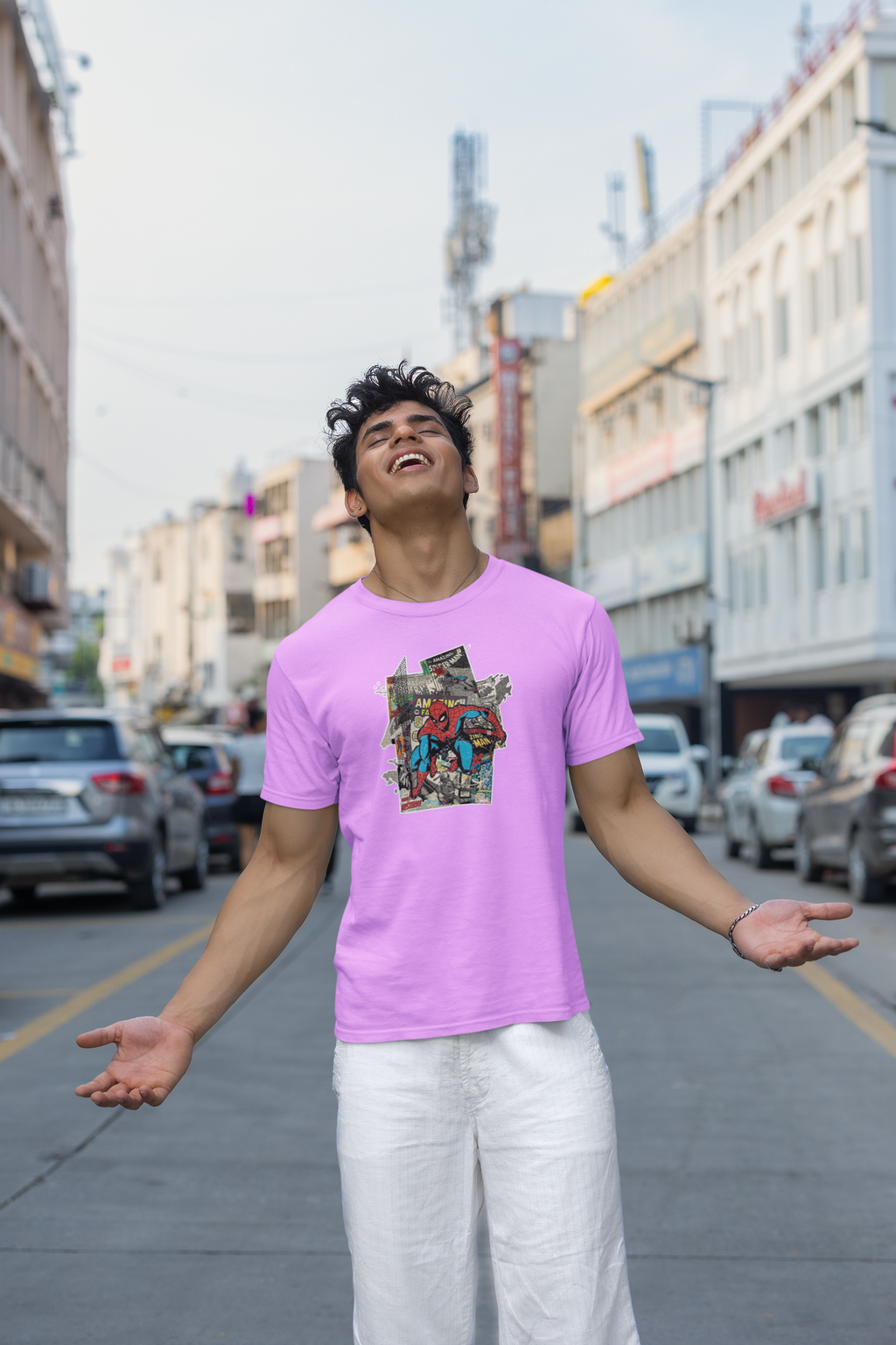 Spiderman Minimal Graphic Regular Fit T-Shirt for Men