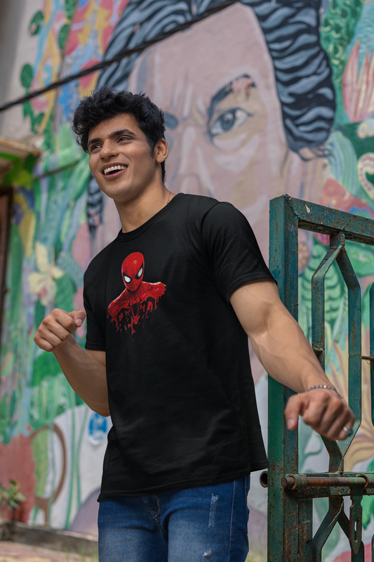 Spiderman Web Graphic Regular Fit T-Shirt for Men