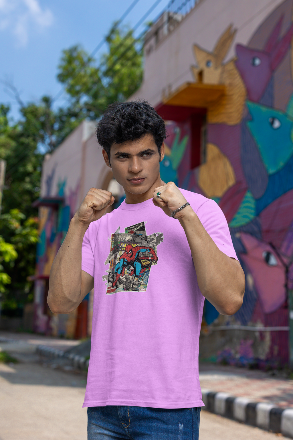 Spiderman Minimal Graphic Regular Fit T-Shirt for Men