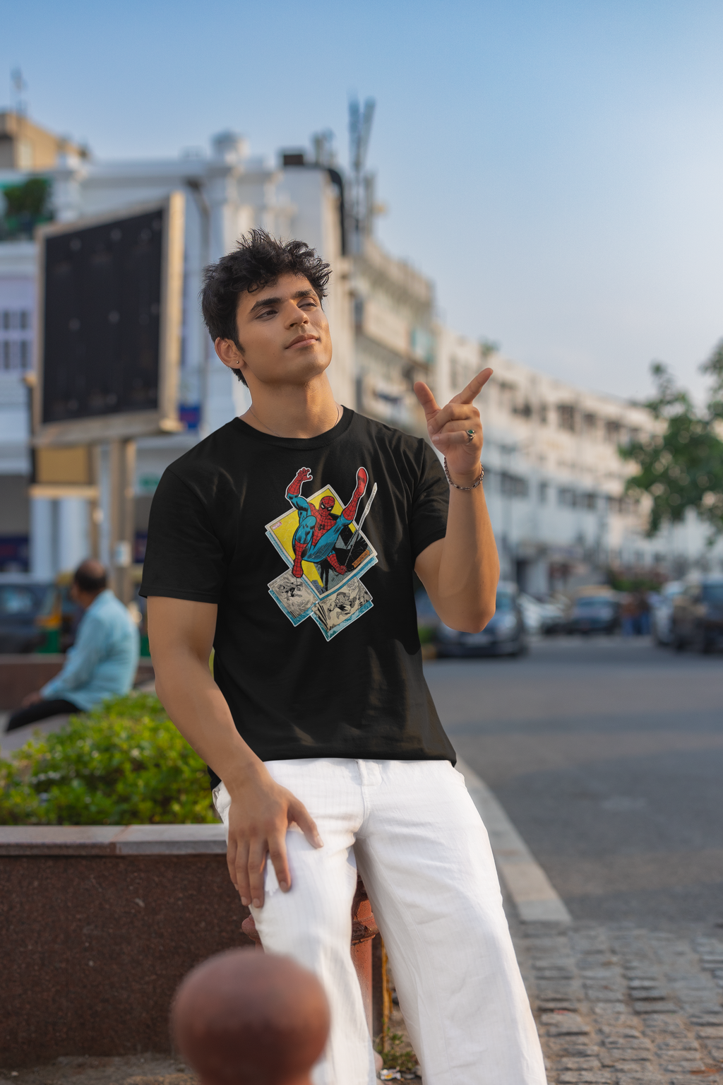 Spiderman Action Pose Regular Fit T-Shirt for Men