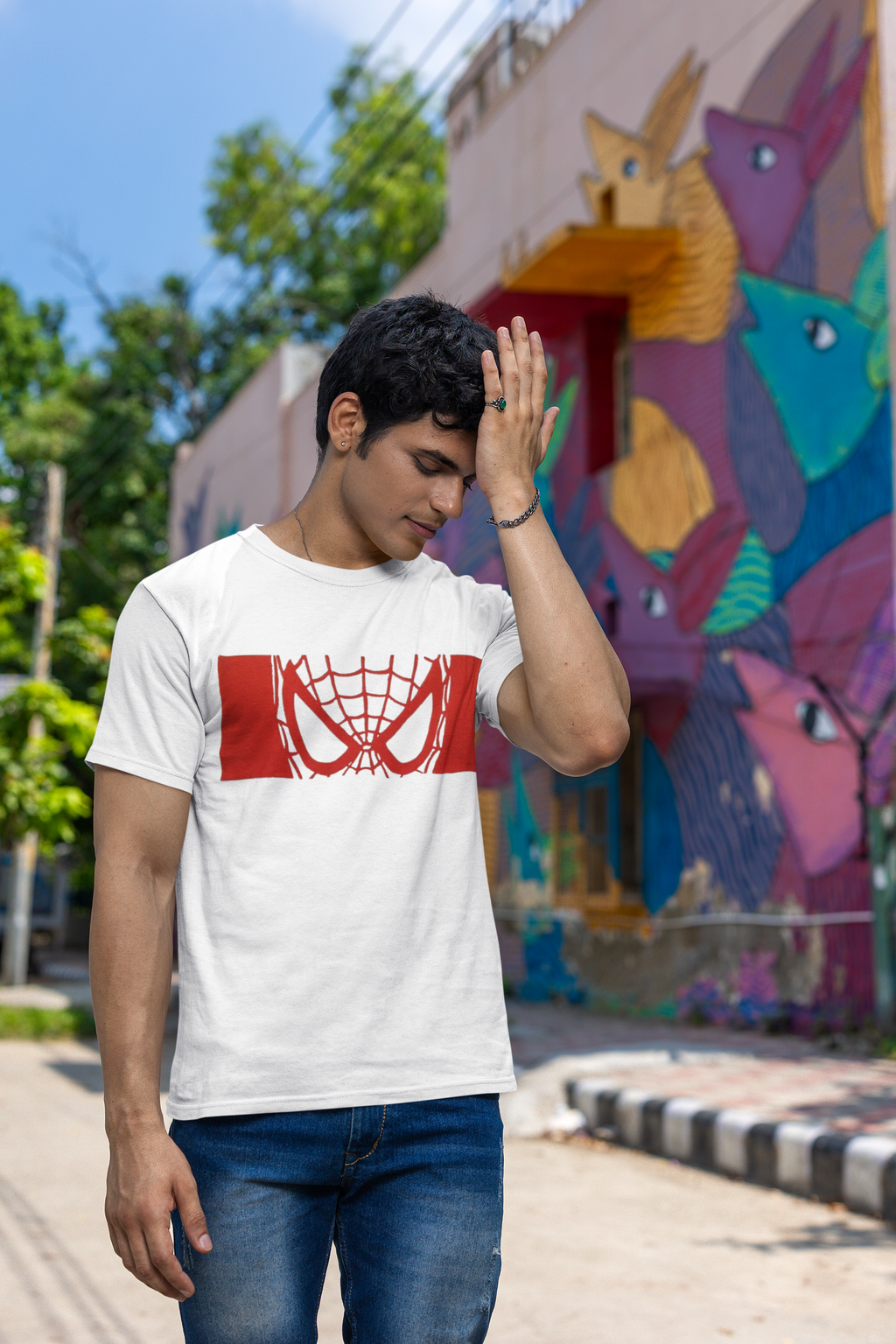 Spiderman Eyes Graphic Regular Fit T-Shirt for Men