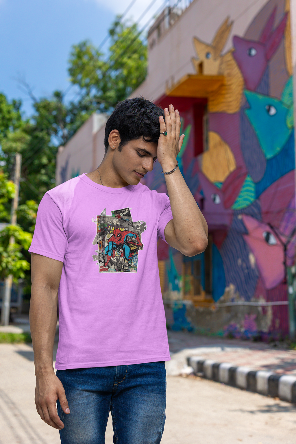 Spiderman Minimal Graphic Regular Fit T-Shirt for Men
