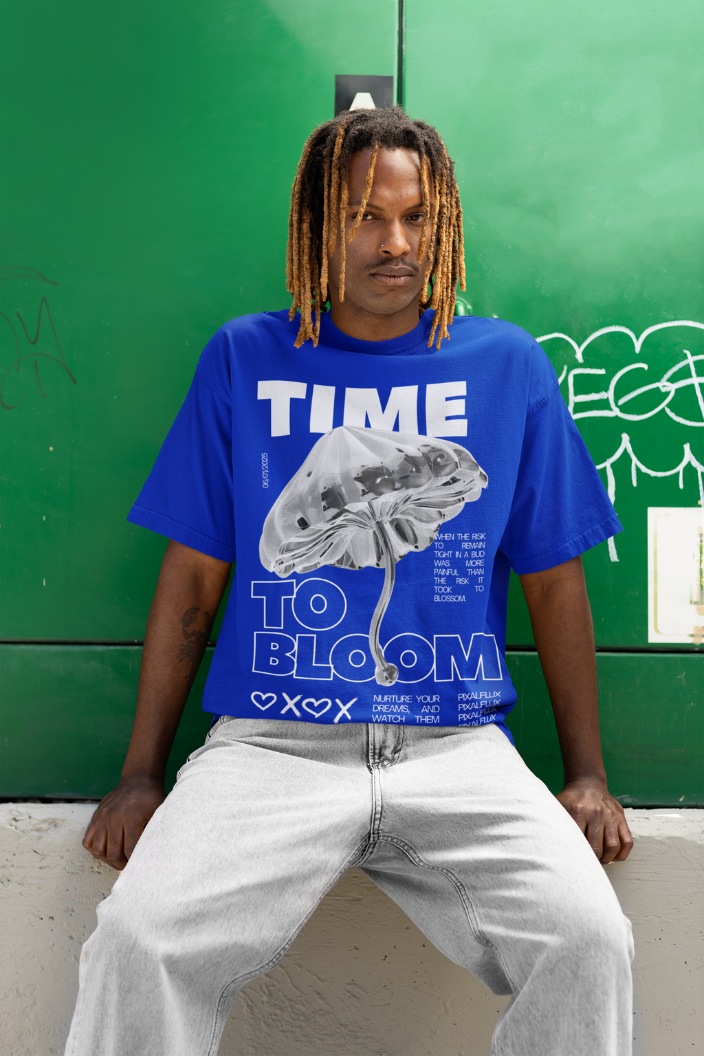 Time to Bloom Oversized T-Shirt | Pixalflux