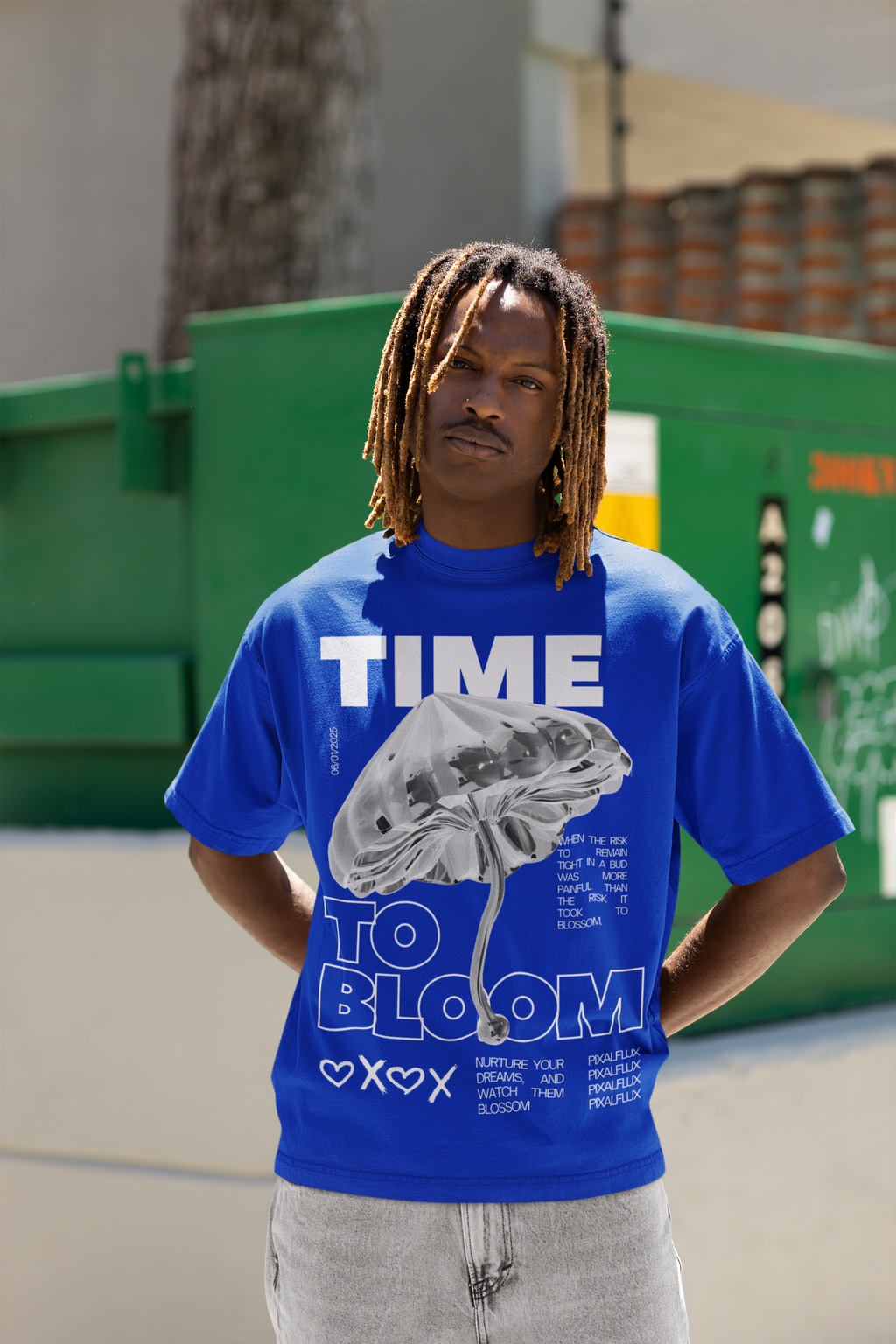 Time to Bloom Oversized T-Shirt | Pixalflux