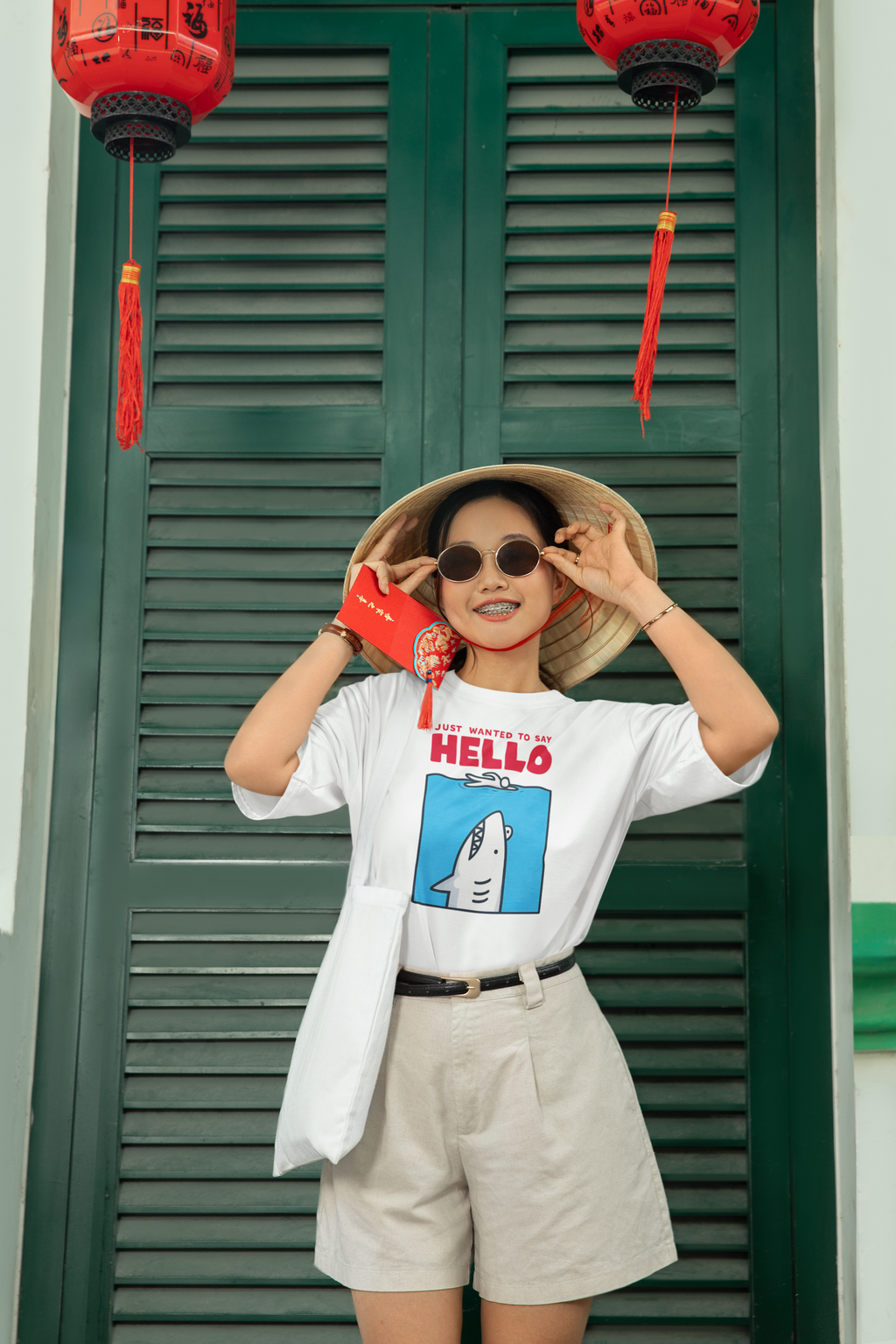 HELLO SHARK Oversized T-Shirt for Women | Pixalflux