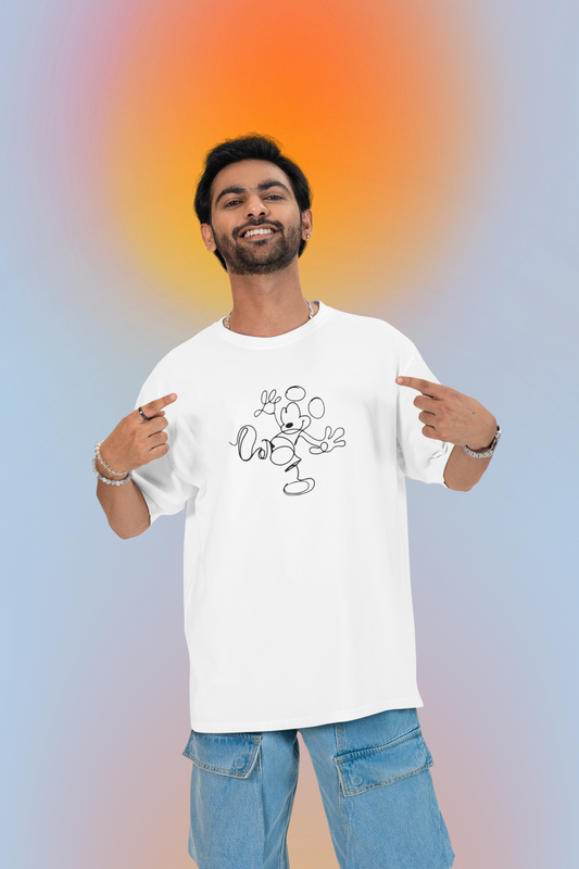 Mickey Mouse Graffiti Oversized T-Shirt For Men