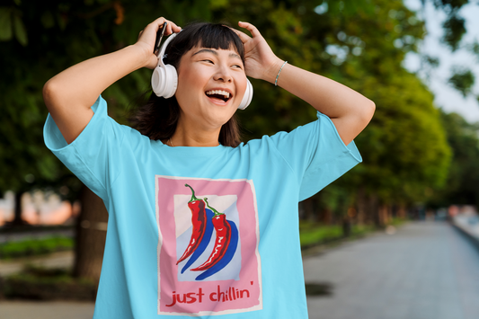 just chillin t shirt women, oversized t shirt women, graphic oversized tee women, aesthetic oversized t shirt, cute graphic t shirt women, streetwear t shirt women, chili graphic tee, casual oversized t shirt, 240 gsm cotton t shirt women, pixalflux women oversized tee