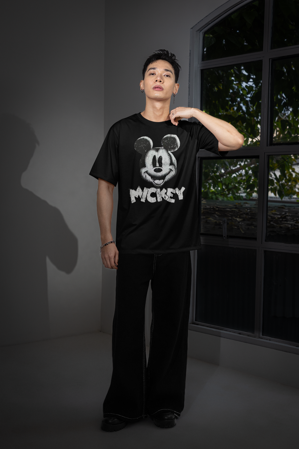 Mickey Mouse Back Print Oversized T-Shirt