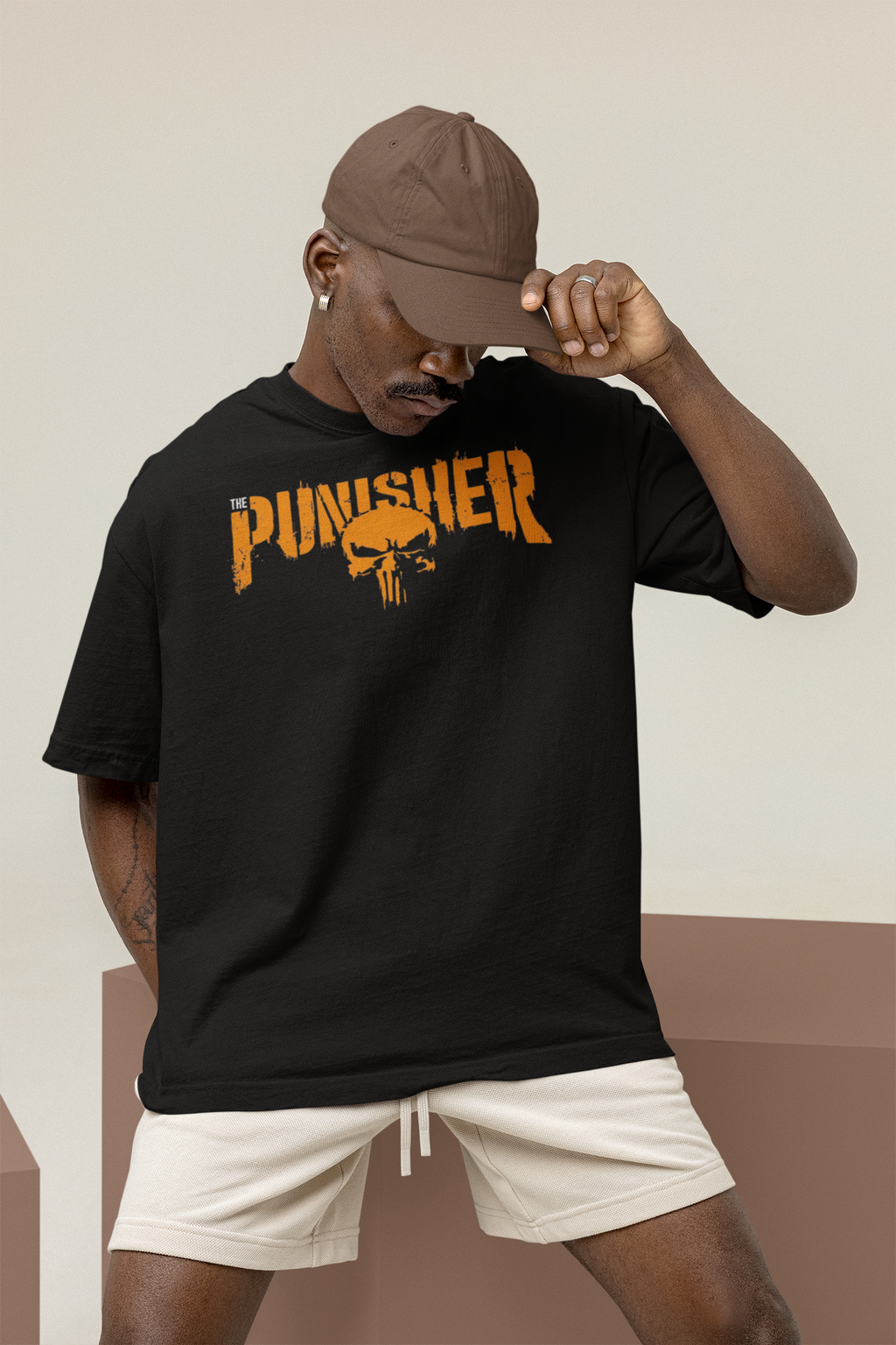 PUNISHER Front & Back Print Oversized T-Shirt for Men | Pixalflux