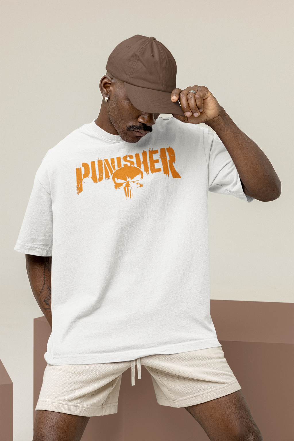 PUNISHER Front & Back Print Oversized T-Shirt for Men | Pixalflux