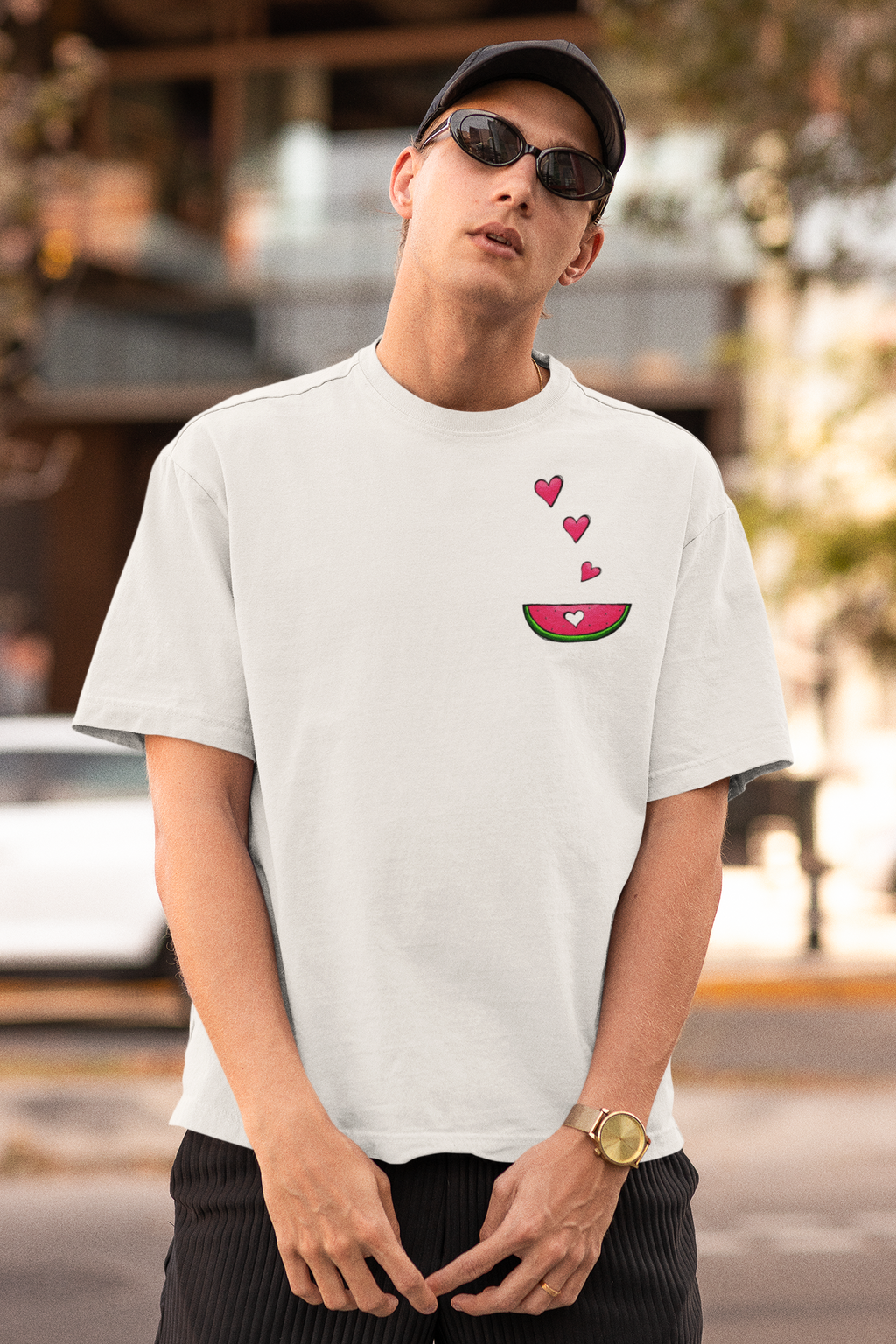 Drink Water Eat Healthy Back Print Oversized T-Shirt for Men