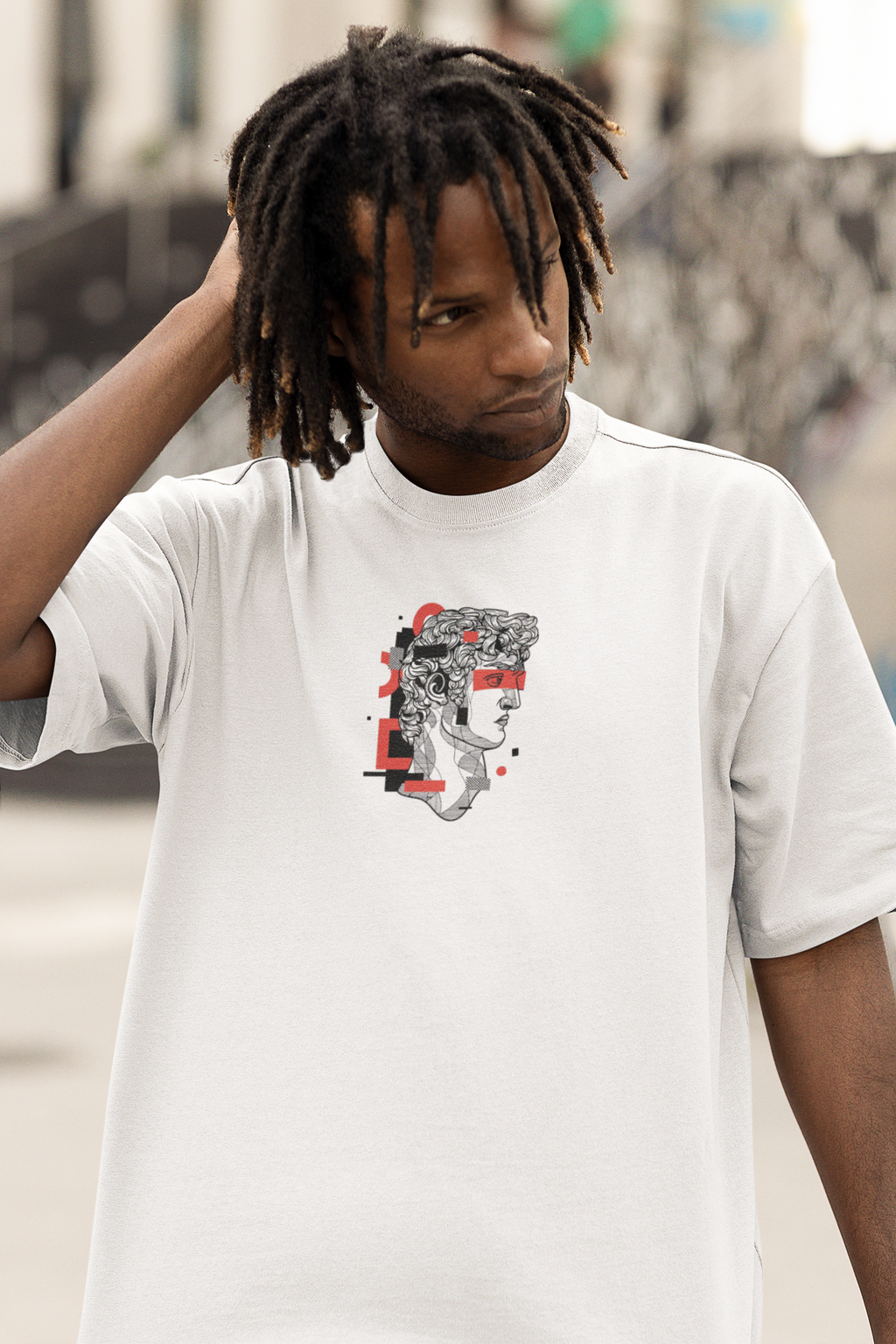 Renaissance Statue Back Print Oversized T-Shirt for Men