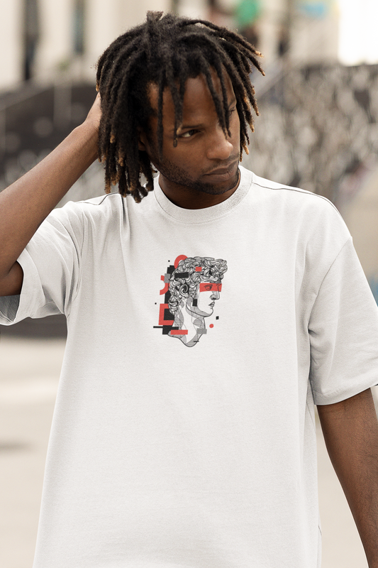 Renaissance Statue Back Print Oversized T-Shirt for Men
