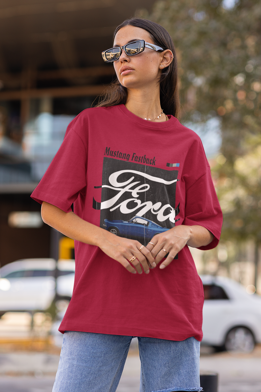 Mustang Fastback Vintage Graphic Oversized T-Shirt for Women