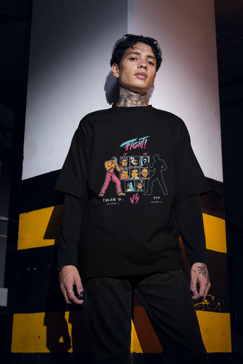 Retro Fight Game Oversized T-Shirt for Men