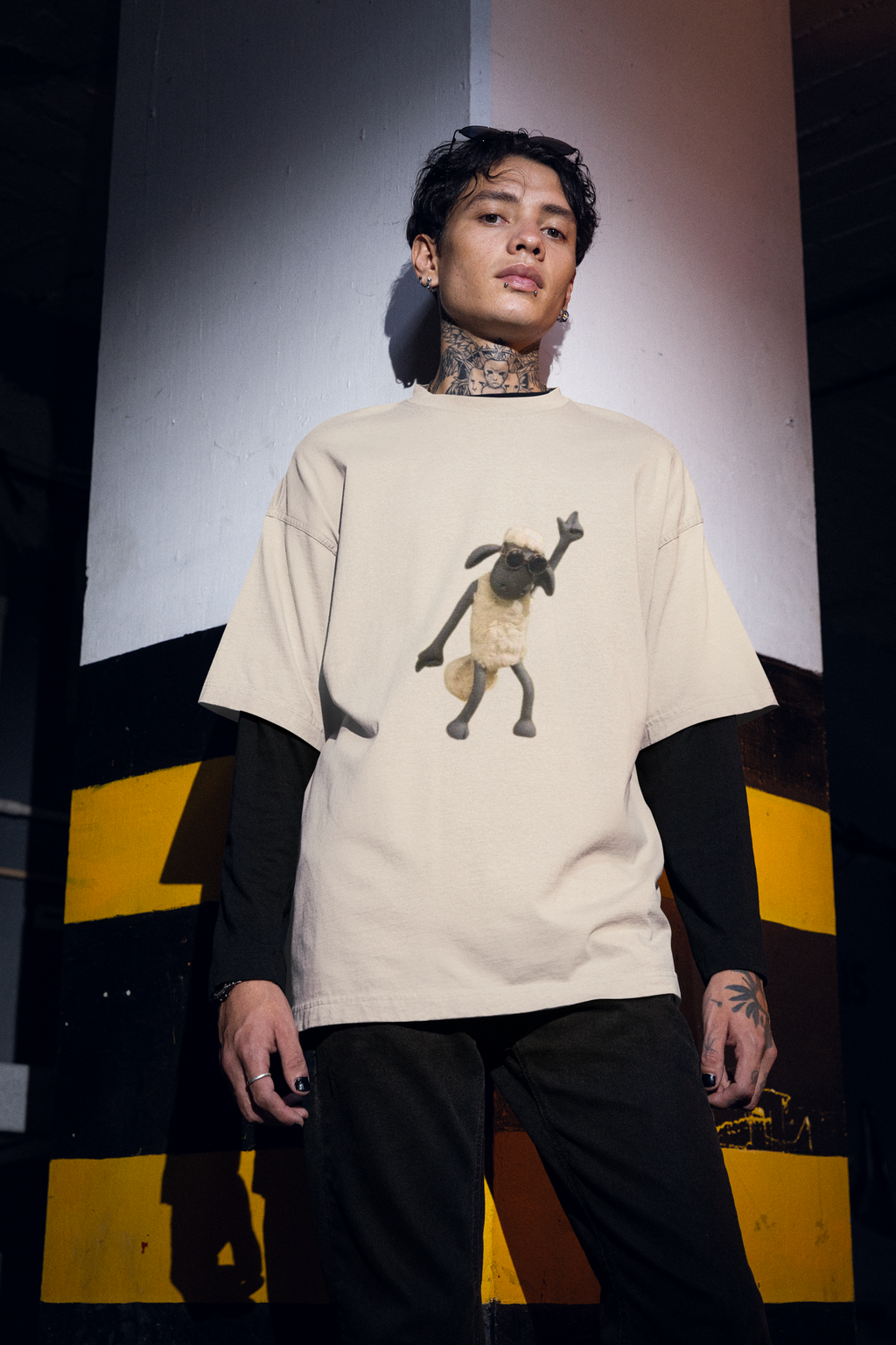 Dancing Shaun the Sheep Oversized T-Shirt For Women